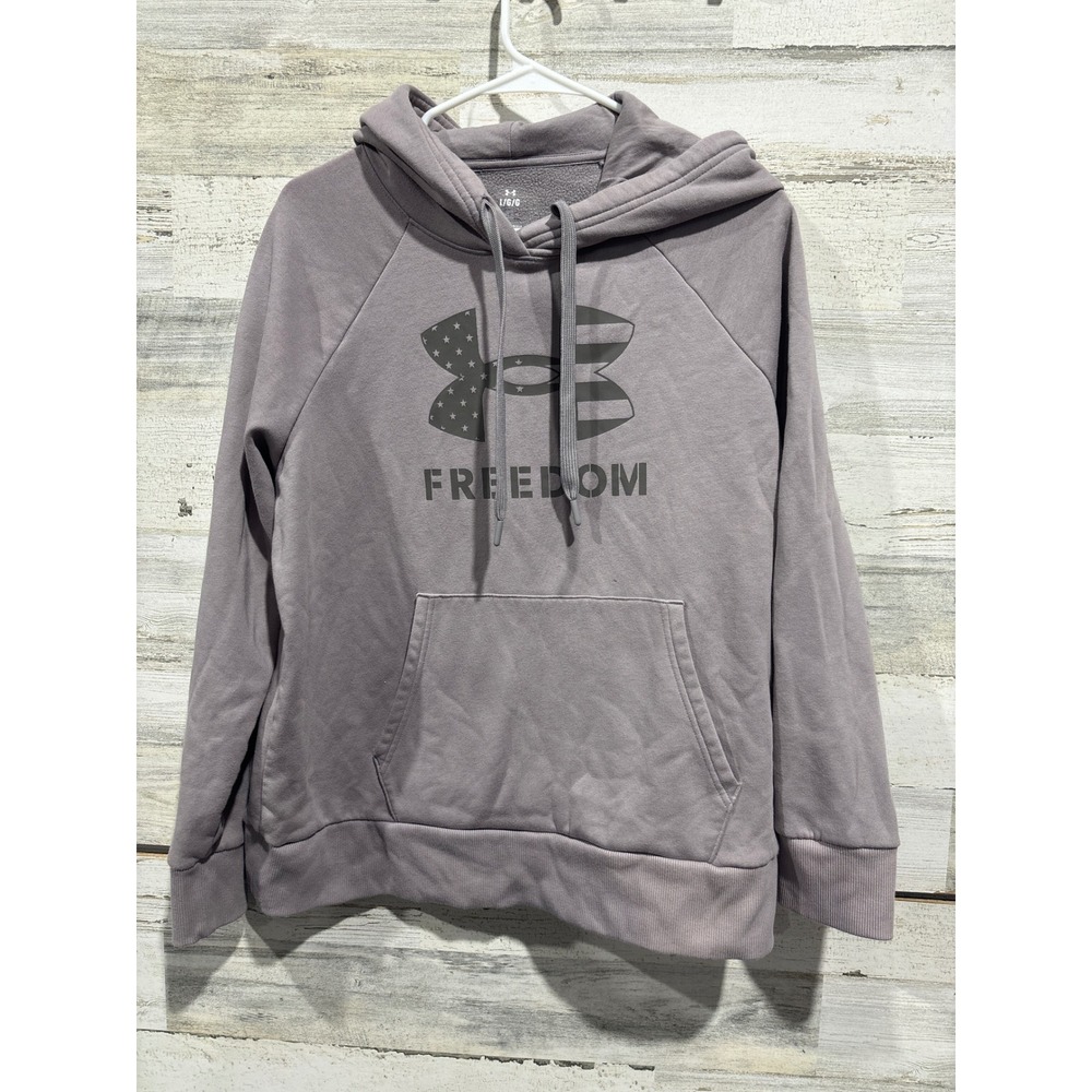 Under Armour Hoodie Men Large Gray Freedom Flag Graphic Fleece